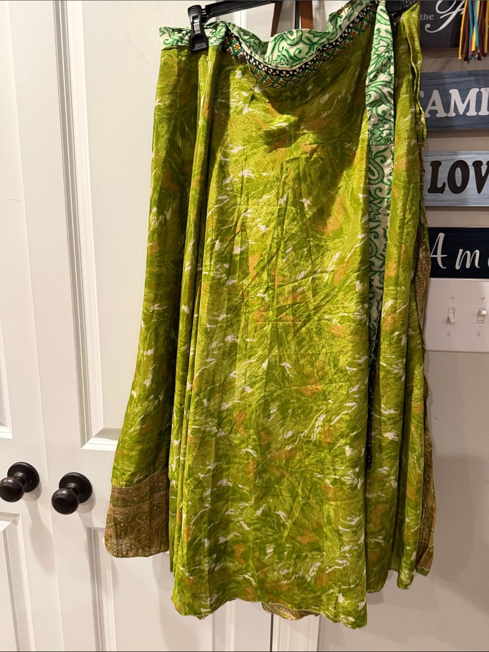 Green Floral Midi Skirt - Versatile Women's Wrap Skirt